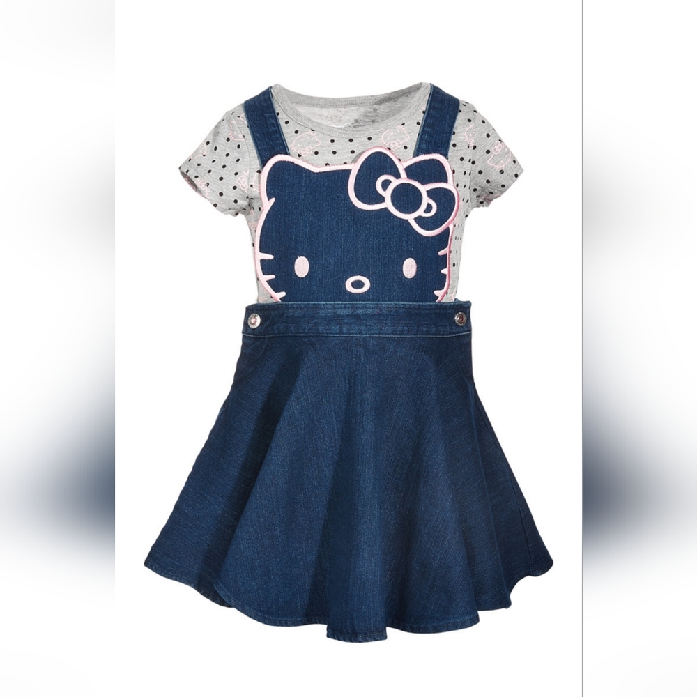 Sanrio Hello Kitty Toddler Denim Jean 2Pc Dress Size 5. New with tags.